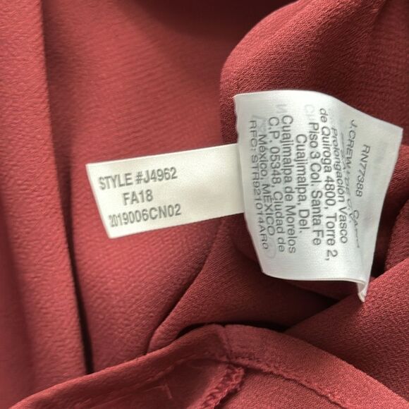 J. Crew Women’s Faux Wrap Velvet Top Burgundy Peplum Size 00 - Picture 13 of 13